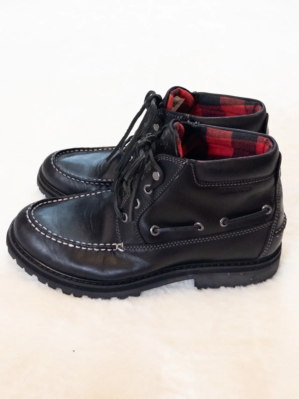 Sperry Top-Sider Waterproof Chukka Boots | Black Leather Buffalo Plaid Men’s 8.5